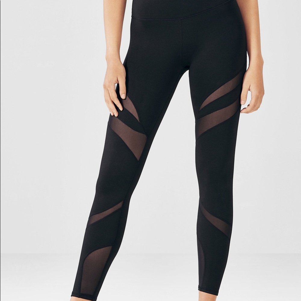 Fabletics Black High Waisted Mesh 7/8 Leggings